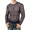 Mannen T-shirts Witte Mesh See Through Visnet T-shirt Mannen Sexy Lange Mouwen Transparant T-shirt Homme Hip Hop Streetwear camisetas 230608