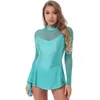 Stage Wear Women Sequins Ballet Dance Leotard Long Sleeves Gymnastics Workout Dancewear For Figure Ice Skating Show Perform Costumes