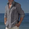 Heren Casual Shirts Mode Mannen Katoen Linnen Shirt Button Turn-down Kraag Blouse Mannelijke Vakantie Strand Retro Gedrukt Lente Zomer Tops