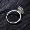 ウェディングリングパンシセン925スターリングシルバーエメラルドカットシミュレーションダイヤモンドのための豪華な提案婚約リング230608