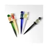 4types Colorful Pencil Style Glass Wax Dabber Smoking Tool Stick Carving Dry Herb Tobacco Nail Tools Dab Rigs Pipe For Water Bong