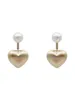 Stud Earrings Korean Fashion Jewelry 14K Gold Plated Metal Love Brushed Hook Pearl Elegant Women's Daily Work Accessories