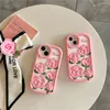 free DHL wholesale 3D Cartoon Cute Pink Rose Flower Floral Phone Case For iphone 14 13 12 Pro Max i11 14pro 13pro 12pro Kid 3D Shockproof silicagel silicone Soft Cover