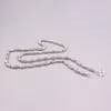 Chaînes Collier en argent sterling 925 véritable 3 mm avec perles ovales taillées en diamant 17,7"