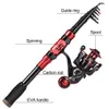 Rod Reel Combo Sougayilang Telescopic Fishing 1.8 2.7m Carbon Fiber and 5.0 1 12 1BB Spinning With Line Lure Kit 230609