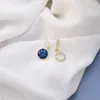 Boucles d'oreilles 2023 arrivée Style coréen étoile bleue ronde asymétrique pour les femmes mode Simple bijoux cadeaux