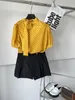 Camicette da donna Camicie Designer high-end primavera / estate giallo nostalgico squisito romantico camicia stampata a pois 29BB