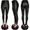 Calça Feminina Capris Multicor Feminina Preto Rosa Casual Cintura Alta Couro PU Sexy Cor Sólida Frente Dividida Lápis Outono Inverno 230609