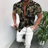 Men's short sleeved cardigan loose fitting printed European and American style casual summer free shipping