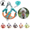 Dog Collars Leashes Harness with 15m Traction Leash Set No Pull Vest Strap Adjustable Reflective Breathable for Dogs Puppy and Cats Z0609