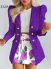 Two Piece Dress Spring Long Sleeve Solid Color Jacket with Mini Skirt Two piece Suit Tailleur Femme Blazer and Set 230609