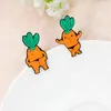 Броши мультфильм -морковь передняя и спина бодибилдинг эмалевой брошь смешная овощная лацкана мышца мышцы Геркулес
