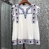 Women's Blouses Blusas Feminino 2023 Summer Fashion White Black Top High Quality Women V-Neck Exquisite Embroidery Sleeveless Casual Vintage