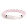 Bangle ZG European And American Pink Crystal Agate Bracelet Elastic Thread Woven Bangles Natural Tiger Eye Stone Jewelry