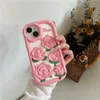 DHL gratuit en gros 3D Dessin Animé Mignon Rose Rose Fleur Floral Téléphone Cas Pour iphone 14 13 12 Pro Max i11 14pro 13pro 12pro Kid 3D Antichoc silicagel silicone Couverture Souple