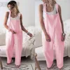 Women's Jumpsuits Rompers Rompers Brand Women Casual Loose Cotton Linen Solid Pockets Jumpsuit Overalls Wide Leg Cropped Pants 230608