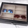 Jewelry Boxes 8 Grids PU leather Eyeglasses Storage Box Sunglasses Glasses Display Case Travel Organizer Container Transparent Lid 230609