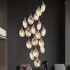 Żyrandole Smart Nordic Loft Chandelier wystrój domu apartament sypialnia sufit lampy akrylowe obrotowe schody dekoracyjne długie