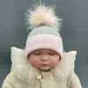 Baretten Missjanefur 2023 Winter Gebreide Hoeden Baby Angora Kasjmier Kid Meisjes Jongens Echt Bont Pom Beanie Hoed Thuis Outdoor Warm cap