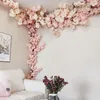Fleurs décoratives cerisier artificiel combinaison rose branche soie bricolage fleur mur décoration de mariage maison