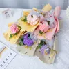 装飾的な花カーネーションかぎ針編みの花仕上げニットブーケ人工手織り教師の日の手作りのギフトフルー