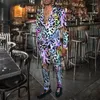 Herrspårar Spring Autumn Men's 3D Casual Leopard tryck långärmad skjorta med byxor Tvådel kostym Hip Hop-chic sport S-4XL