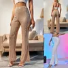 Womens Pants Capris Fashion Female Elastic High Waist Sequined Flared Casual Solid Color Slim Fit Shiny Stretch Long Trousers 230609