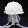 Wedding Flowers AYiCuthia Boeket Zijde Bloemen Bridesmaid Foamflowers White Rose Bridal Bouquet Satin Romantic S21