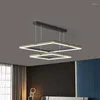 Lampadari Nero / Dorato Moderno Lampadario semplice Illuminazione Sala da pranzo Soggiorno Creativo Lampada a sospensione a LED quadrata Camera da letto Ristorante