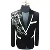 Męskie garnitury Blazery Białe kwiatowe cekin haft haftowy menu men groom Tuxedo Męs