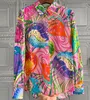 Camicette da donna Camicia a maniche lunghe Fiori vintage da donna Stampati bottoni rosa chic Camicie Camicie Donna elegante Tunica da festa Top NS518