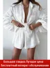 Womens Tweedelige Broek Zomer Shorts Top Sets Sexy Effen Losse 2 Set Witte Lantaarn Mouw Blouse Shirts Suits fit Outfits 230608