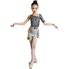 Sahne Wear 2023 Leopar Baskı Latin Performans Yaz Çocuk Kızları Pratik Eğitim Elbise Dans Giyim Üniformaları