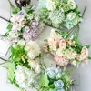 Flores decorativas 1 maço de rosa falsa de seda artificial para decoração de casa buquê de casamento coroa de flores faça você mesmo de alta qualidade