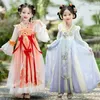 Bühnenkleidung Chinesisches Hanfu-Kleid Mädchenkostüm Kinder Langarm Fee Cosplay Tanz Sommer für Kinder