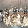 Lustres lumière luxe salon lustre en cristal post-moderne minimaliste salle à manger forme de feuille Villa chambre lampe