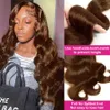 Hair pieces Brown Lace Front Human Body Wave Transparent 13x4 Frontal Preplucked Colored 230609