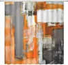 Curtain Ready Made Drapes Orange And Grey Oil Painting Art Livingroom Window Living Room Curtains Treatment