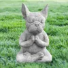 Dekorativa föremål Figurer Yoga Pose Meditation Dog Harts Staty Ornament Waterproof Prayer Zen French Bulldog Sculpture Garden Decoration Figur 230608