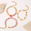 Link Pulseiras Moda Europeia e Americana Estilo Engraçado Resina Colorida Pulseira de Aço Inoxidável INS Feminina Titânio Handwear