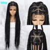 Lace Wigs Braided Wigs for Black Women Synthetic Lace Front Wig Big Knotless Box Braids Wig 613 Blonde Full Lace Cornrow Braided Wigs 230608