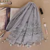 Foulards Vintage femme gland dentelle mince doux écharpe Hijab ethnique vêtements accessoires Turban tête musulmane islamique dame châles