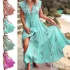 Grundlegende Casual Kleider Frauen Boho Floral Ärmelloses Langes Kleid Damen Mode Casual V-ausschnitt Strand Sommerkleid vestidos de verano mujer 230608