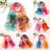 Scarves 160 50cm Fashion Women Pretty Scarf Summer Sunscreen Shawl Wrap Floral Lotus Design Muffler Foulard Thin