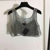 Triangle Badge Diamond Tank Tops Womens Sling Tops 2 piezas Setfor Women Sexy Sleeves Summer Vest