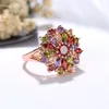 Wedding Rings Loredana Fashionable Light Luxurious Straight Row Densely Inlaid Round Blooming Flowers Colorful Zircon For Woman