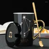 Mokken 420 ml Keramische Koffie Constellation Thema Ster Boor Mok Prachtige Geschenkdoos Met Deksel En Lepel Thee Cup voor Vrienden