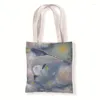 Storage Bags Women Canvas Shoulder Bag Cartoon Whale Books Daily Shopping Students Book Handbags Large Tote For Girls