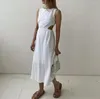 Abiti casual Abito scava fuori Donna Bianco Party Night Abiti lunghi Vita alta Sexy Beach Elegante 2023 Summer Backless Vest