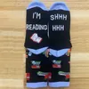 Men's Socks 2023 Unisex Funny Saying Novelty Crew Shhh I Am Reading Books Mid Tube Hosiery